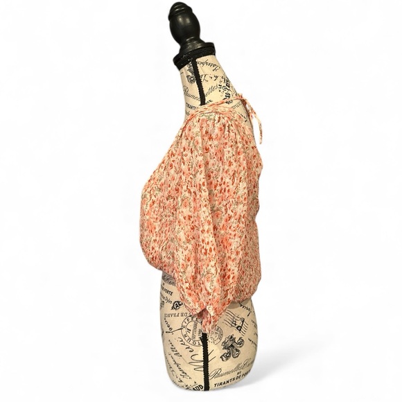 NWT Lush Flirty Pink Floral Crinkle Surplice Half Sleeve V Neck Crop Top | S - Picture 4 of 11